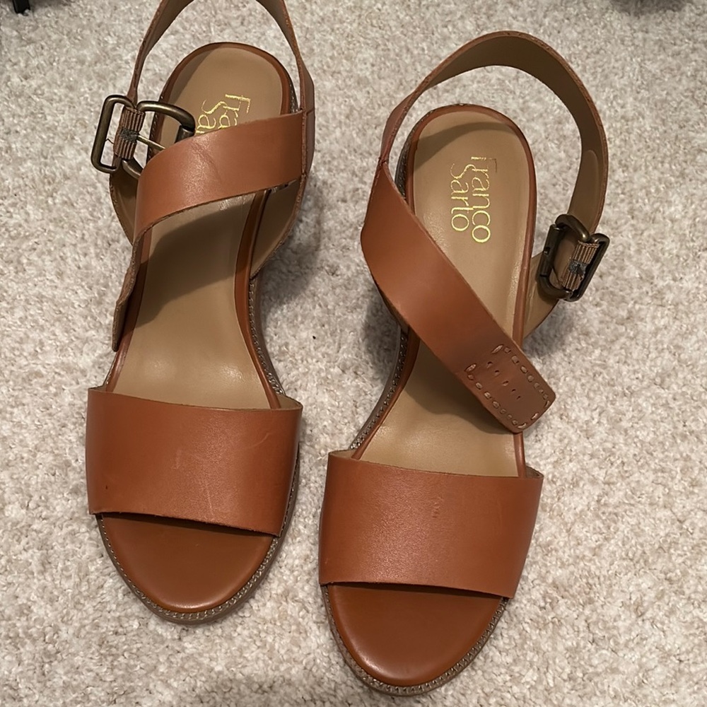 Franco Sarto Leather Block Sandals
